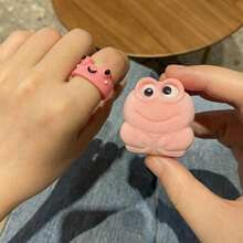 (Pink) 2026 Cute Cartoon Frog Shaped Ring Couple Valentine's Day Frog Ring Cute Animal Ring Accessories Best Friend Pairing Ring Gifts