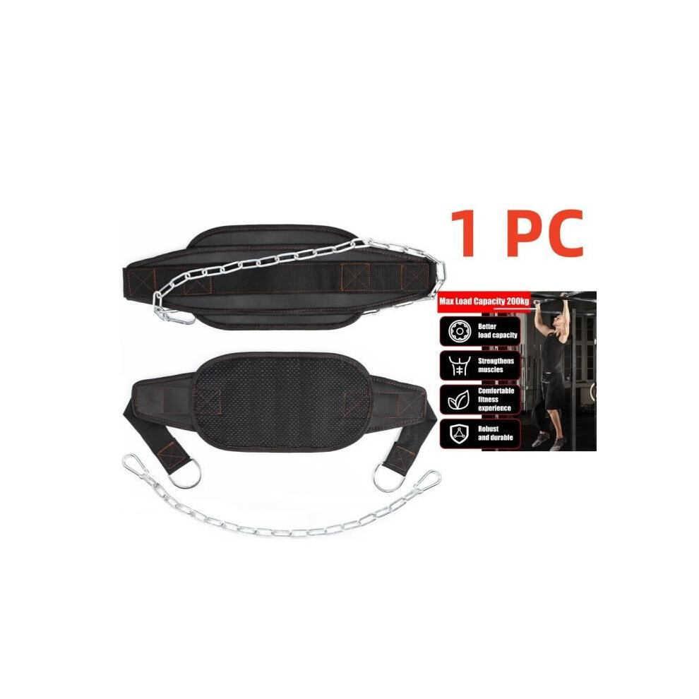 Men's Weightlifting Belt, Neoprene Dip Belt With Steel Chain And 2 Carabiners, Adjustable Strength Training Belt 5993662253882