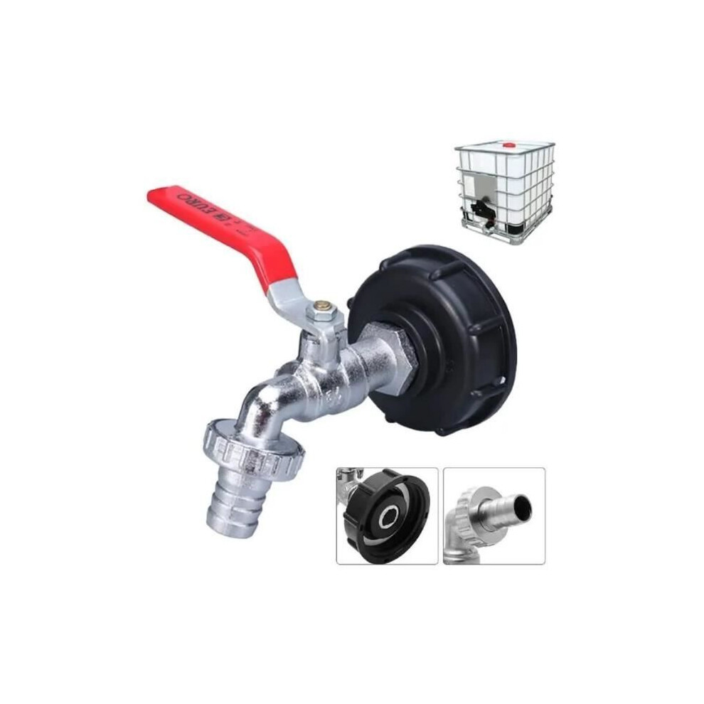 Ibc Tank Adapter 1/2 Inch Threaded Connector, 1000L Water Butt Tap, Rainwater Barrel Outlet Valve, Durable Plastic Fitti 4906161411630
