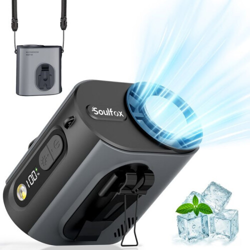 Portable Mini Fan 5000 mAh Battery, 5 Speed Settings, LED Display, Compact Handheld Cooling Fan