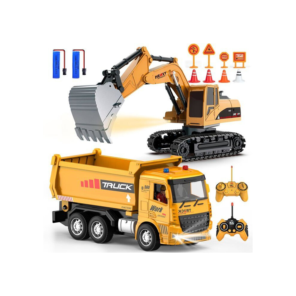 Remote Control Excavator And Dump Truck Toy Set For Children Ages 3 To 12, Construction Vehicles 301337118858