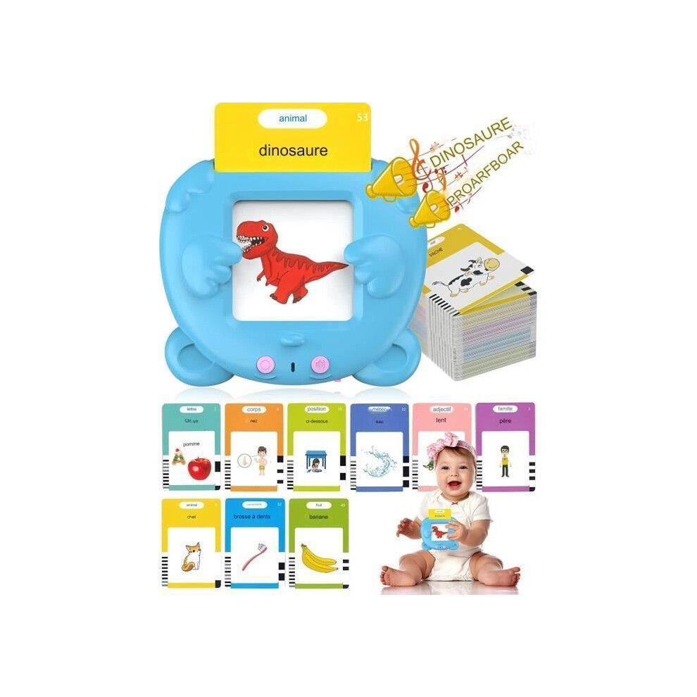 Montessori Talking Flash Cards, 224 Words, Bilingual English And French, 112 Cards, 12 Themes 4158636413063