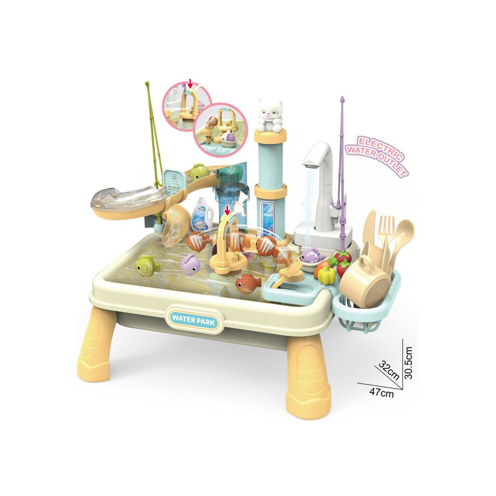 Children's Kitchen Sink Toy With Running Water, Fishing Game, Faucet, Water Recycling, Pretend Play Sink Toy For Kids Ag 4158636412943
