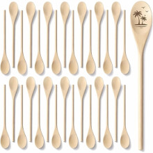 30 Cucharas de Madera con Mango Largo de 12", Cucharas Decorativas de Madera para Manualidades, Cucharas de Madera para Manualidades DIY, Dibujo,