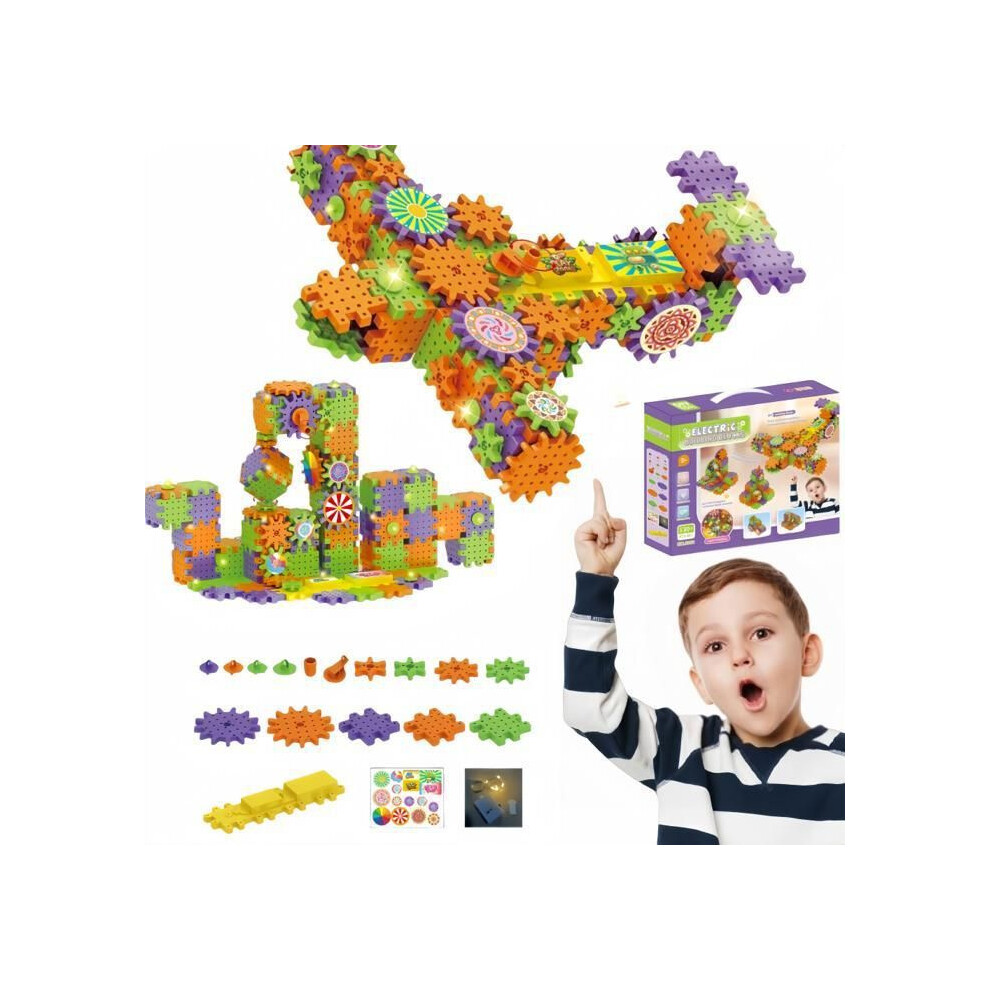 130 Piece Gears Construction Set, Stem Educational Toy For Children Ages 3+ With Interlocking Gear Building Pieces 8261789361269