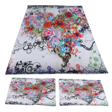 Duvet Cover Pillowcase Set Polyester Fiber Luxury Flower Pattern Bedding Kit for Home Bedroom