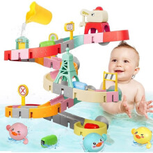 Baby Bath Toys Set of 50 Pieces, Water Ducks, Assembly Track, Magnetic Crane, for Ages 2 to 4