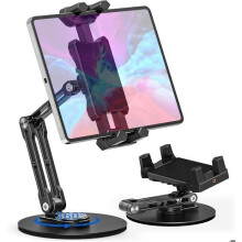 Aluminum Adjustable 360 Degree Rotating Stand for Tablets, iPad, iPhone, Smartphones 4.7 to 13.5 Inch