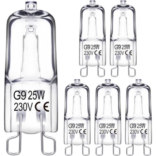 G9 Halogen Bulb 25W Dimmable Warm White 360 Degree Beam Angle for Home Lighting