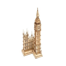 Wooden LED Big Ben Model Kit, 220 Pieces, ABS Plastic, Adult Unisex Home Display Build