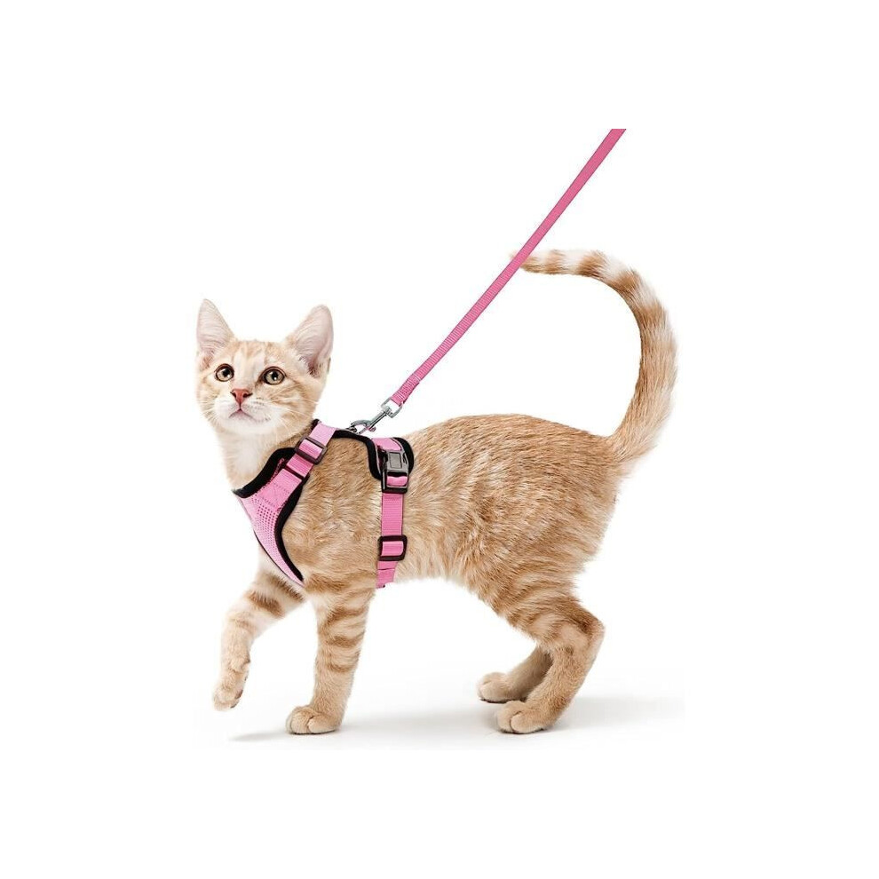 Pink Adjustable Cat And Dog Harness Small Reflective Breathable Vest For Comfortable Daily Walking 3689616160192