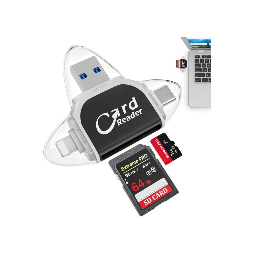 4 In 1 Sd Tf Card Reader 5Gbps Usb C Adapter For Ios Android Windows Black 4992293140609