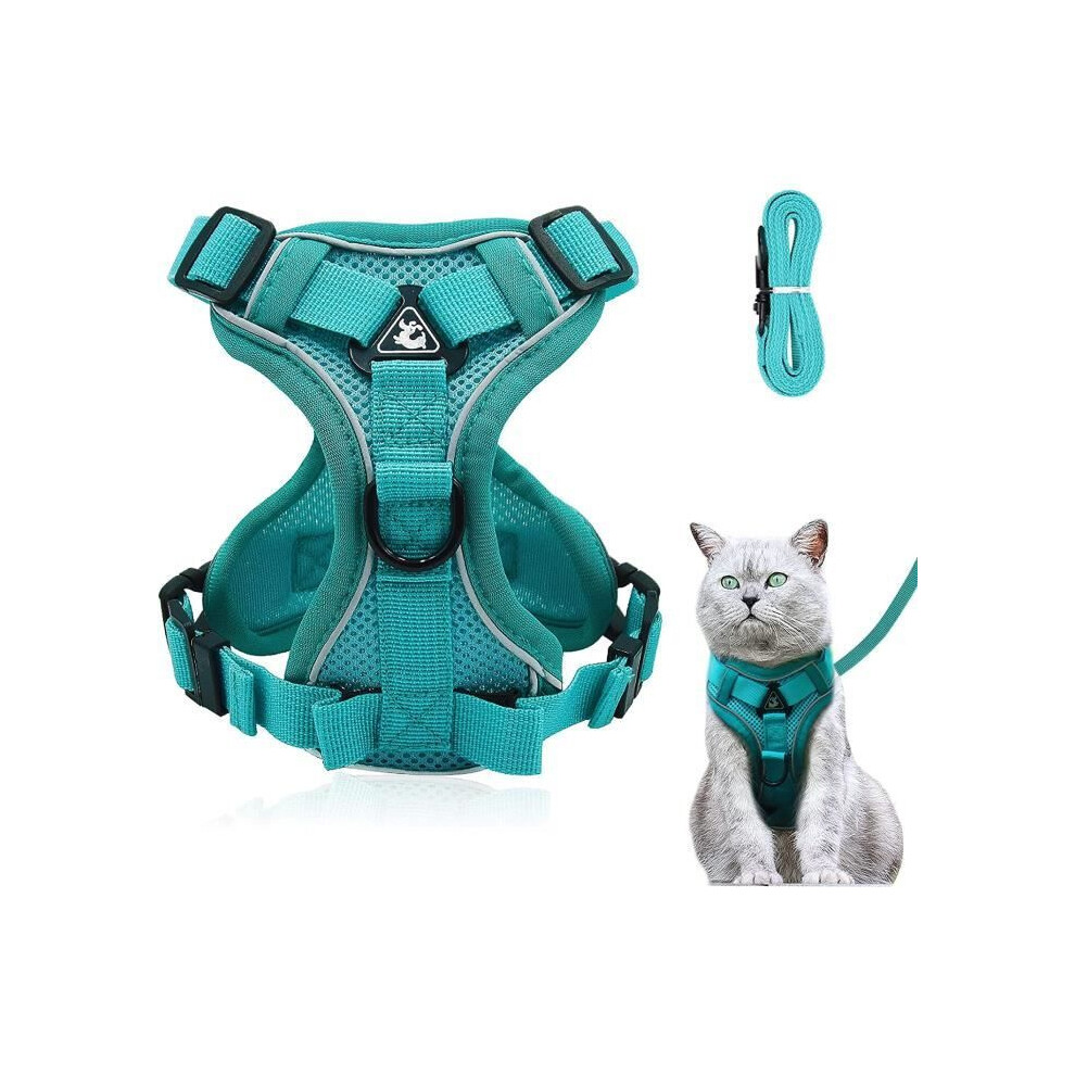 Adjustable Escape Proof Cat Harness With Leash Soft Chest Harness For Cats And Puppies Blue S 5446119169415