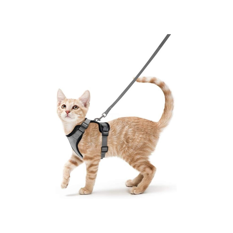 Adjustable Reflective Breathable Pet Harness Gray S For Rabbits And Cats With Leash Attachment 4634189259544