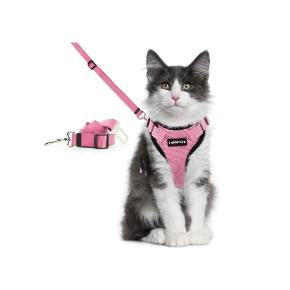 Pink Adjustable Breathable Cat Harness With Leash, Xs, Dual Use For Car Safety 7291005342964