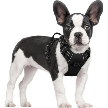 Arnés negro XS antitirones para perros con asa, chaleco reflectante ajustable, fácil de poner para perros pequeños, ajuste cómodo.