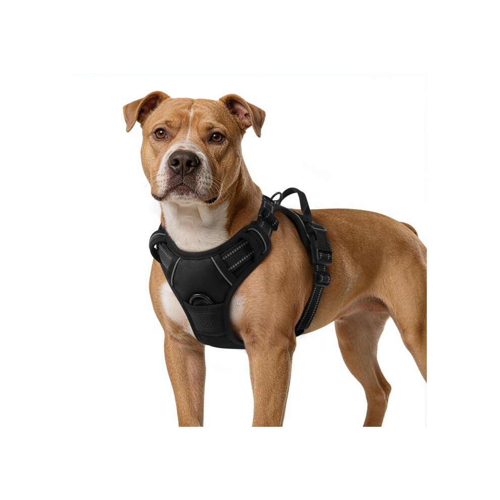 Adjustable Reflective No Pull Dog Harness, Front Clip Vest For Walking And Hiking, Black Size M 3109943349225