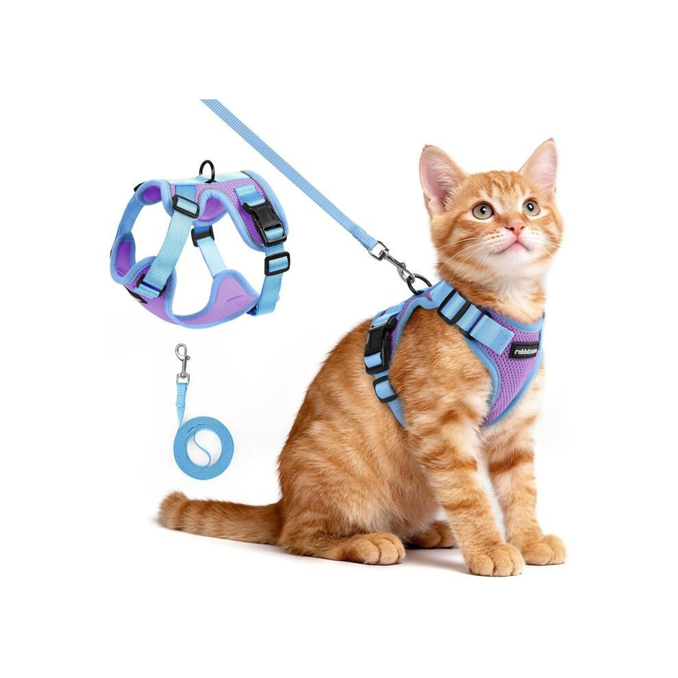 Reflective Adjustable Cat Harness And Leash Set For Small Dogs Soft Vest Purple And Blue Xs 3774048311158