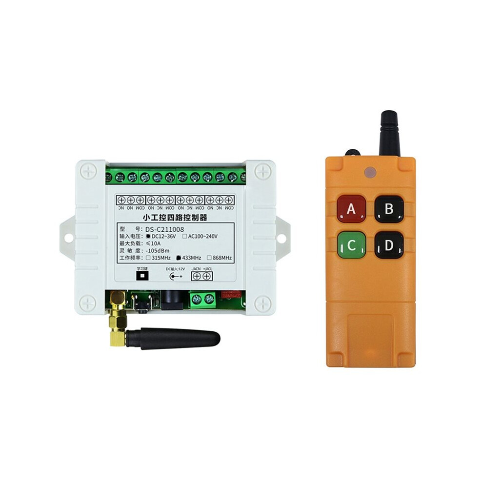 433Mhz Universal Wireless Remote Control Dc12-36V 4Ch Relay Radio Controller Receiver Module Rf Garage Opener 4712878888944
