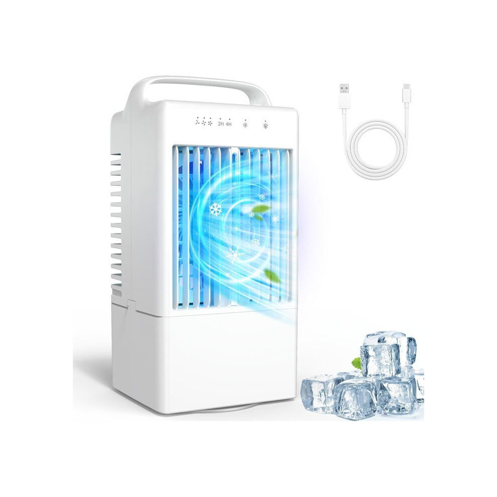 Portable Air Cooler, Quiet Usb Mini Air Conditioner With 3 Speeds, Mist, 90 Degree Oscillation, 7 Colour Led, Timer 3649122360936