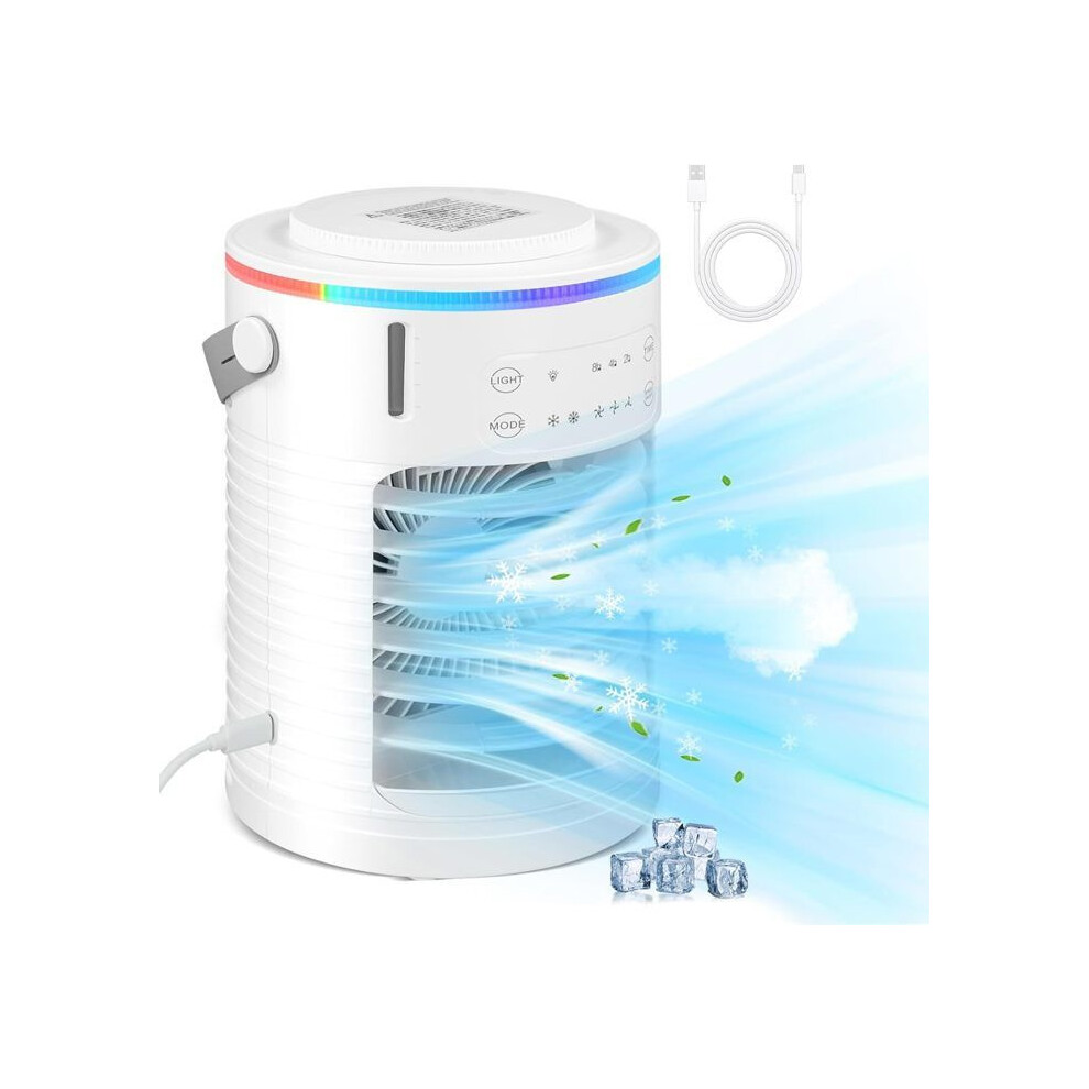 Portable Quiet Air Cooler, 600Ml Evaporative Fan With 3 Speeds, Usb Desk Air Conditioner For Bedroom 7546651127121
