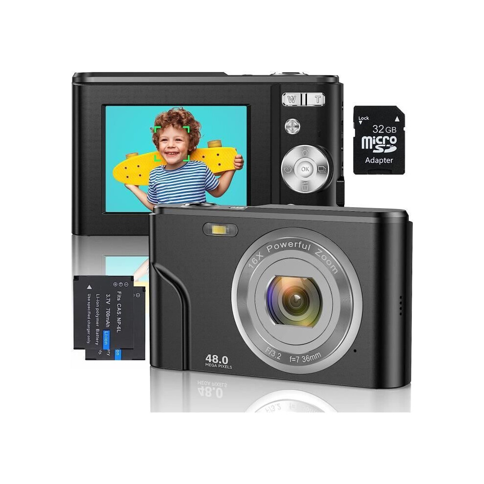 Compact Digital Camera Dc311-Af 48Mp Fhd 1080P 16X Zoom For Travel And Everyday Use Black 6286716209812
