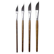 4pcs Pull Wire Paint Brush Gouache Nylon Hair Knife-Shaped Watercolor Pen Set Hand-Painted Art Drawing Brush