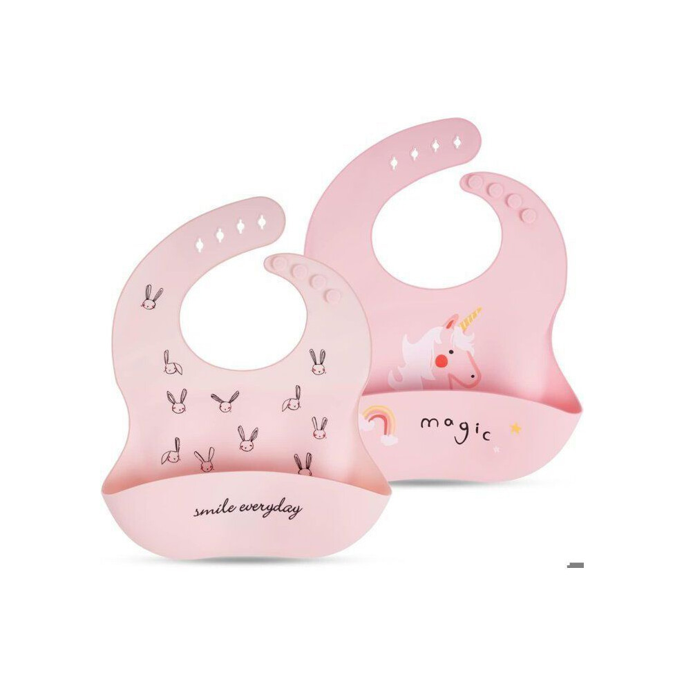 Baby Silicone Bibs 2 Pack Super Soft Feeding Bibs With Crumb Catcher And Adjustable Neck For Toddlers 8082847174948