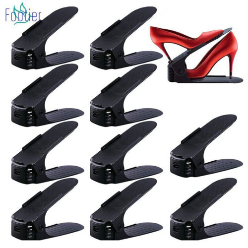 10 Adjustable Shoe Stands, Stackable Shoe Organizers, Space Saving Shoe Rack for Closet and Home