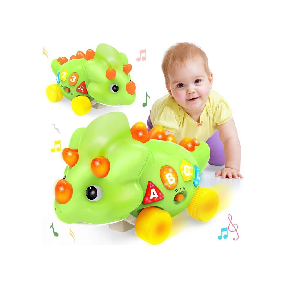Musical Crawling Dinosaur Toy For Baby 1 Year Old With Motion Sensors Educational Toy For 6 To 36 Months Green 7054351185087