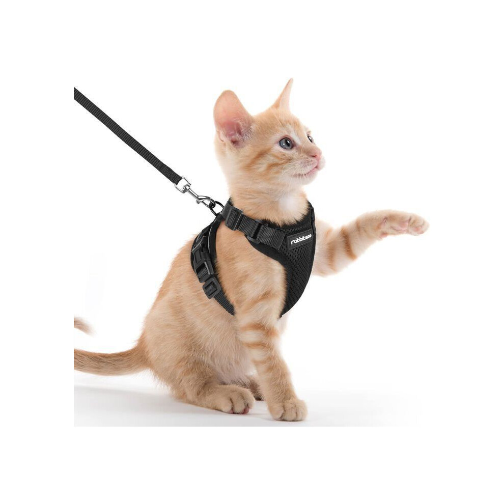Escape Proof Cat Harness With Leash, Black Xxs Adjustable Vest Harness For Kittens, Small Dogs, Rabbits And Puppies 4634189259414