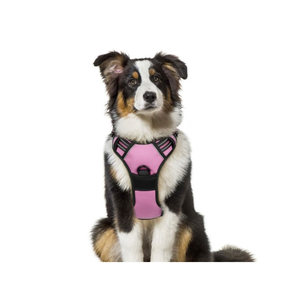 No Pull Dog Harness Vest, Pink Medium, Adjustable Reflective Breathable Mesh For Walking Training 4957826258145