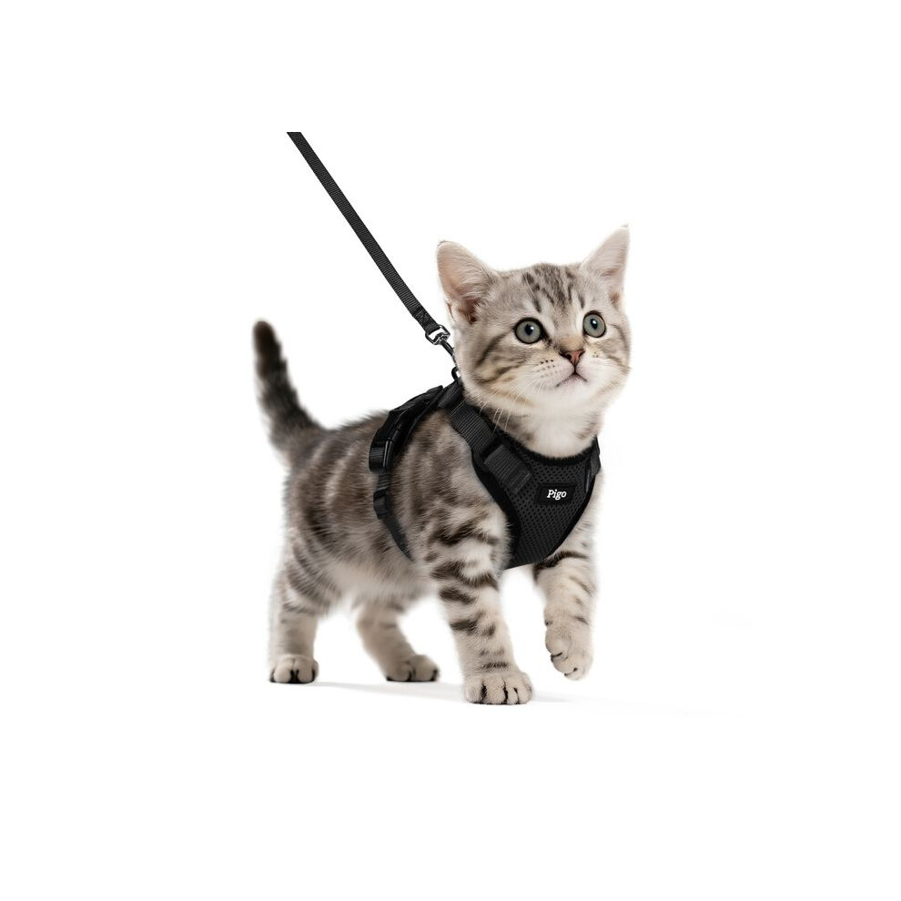 Adjustable Black Cat Harness For Small Dogs And Kittens Reflective Breathable Vest Xxs Collar Harness With Leash 6189346259700