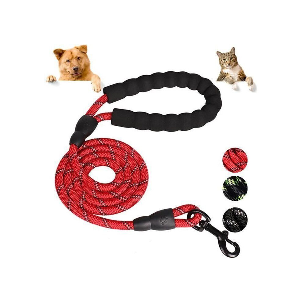 Dog Leash, 2M Red, Comfortable Handle, Durable Reflective Lead For Daily Walks And Training 3774048311097