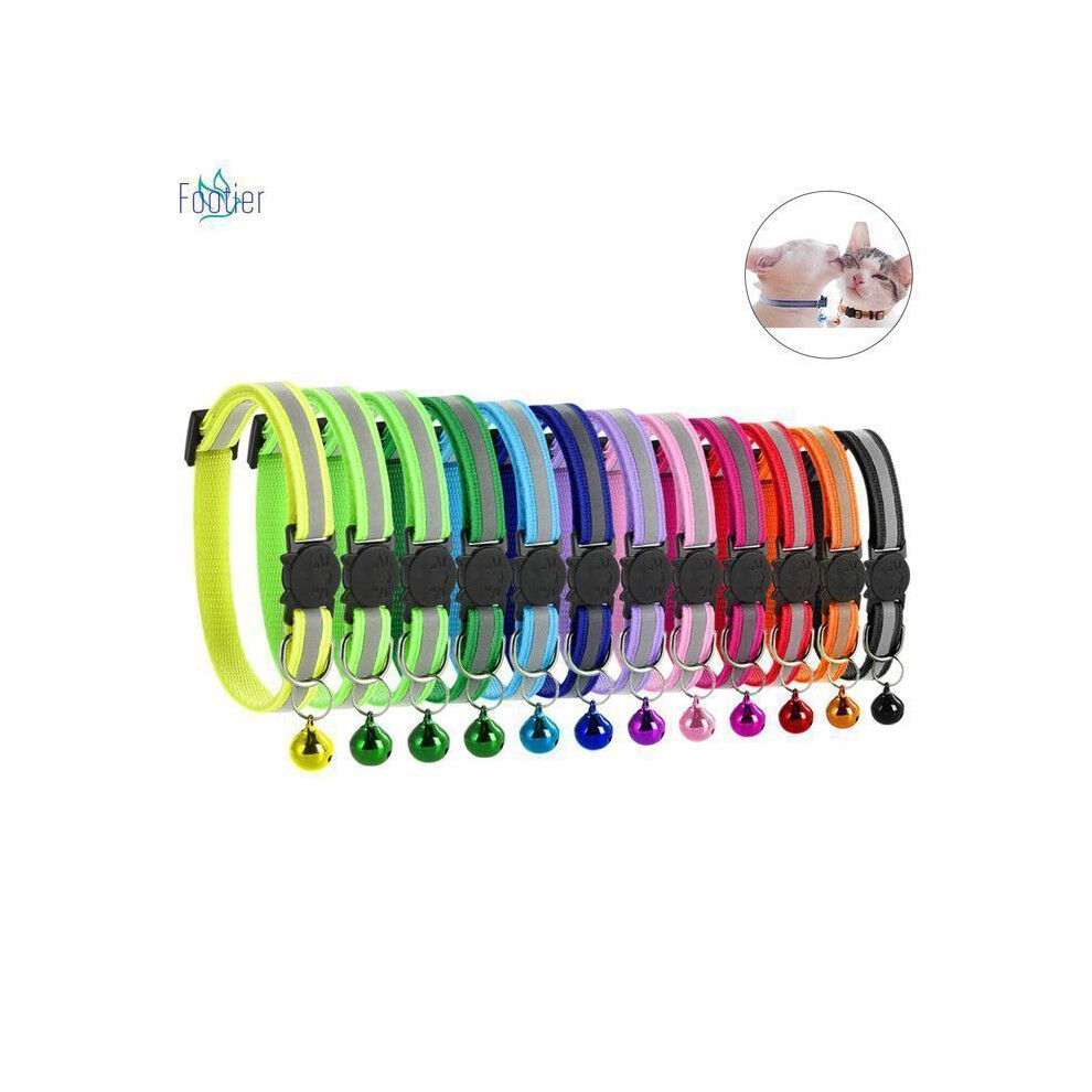 12 Piece Breakaway Cat Collar With Reflective Strap And Bell, Adjustable Safety Collar For Cats 8103962368637