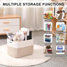 Storage Baskets for Organizing, Woven Cotton Rope Basket for Storage Books, Baby Organizing Baskets, Toy Storage Basket