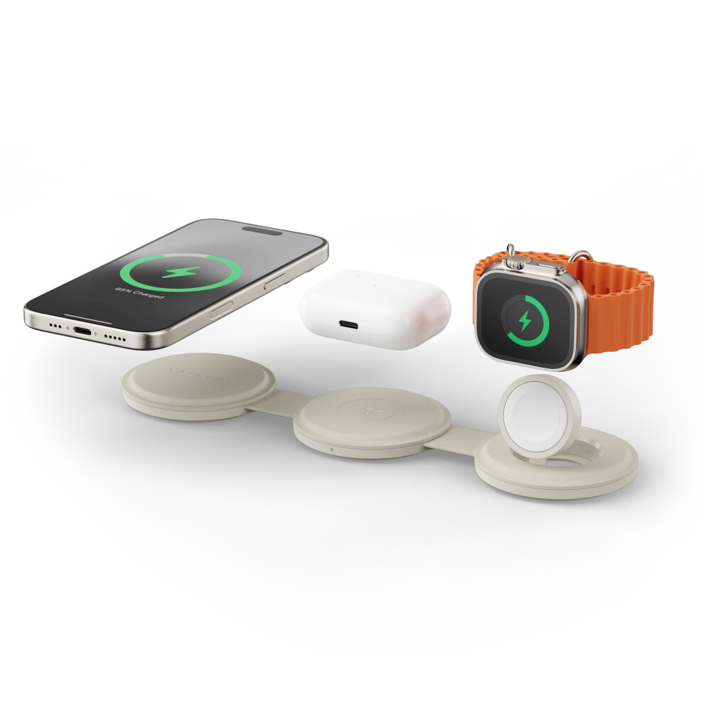 Satechi Onthego 3-In-1 Headset, Smartphone, Smartwatch Usb Wireless Charging Fast Charging Indoor White 810086361984