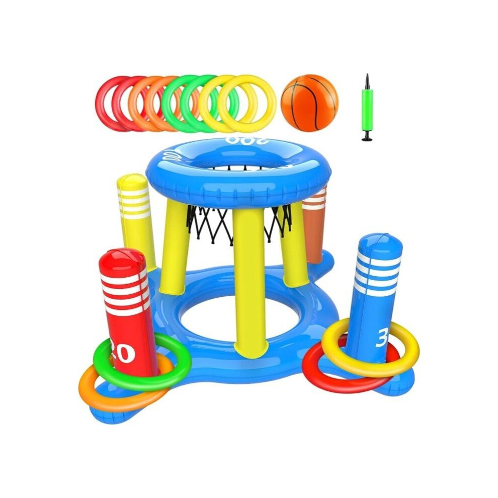 Inflatable Pool Games, Floating Basketball Hoop And Toss Basket Toy For Kids, Adults And Families Outdoors 3649122360547
