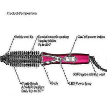 Mini Electric Curling Brush with Travel Bag, Ion Technology, Professional Tourmaline Ceramic Curling Iron, Dual Voltage, Suitable Compatible with Shor
