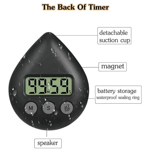 Silent Non-Ticking Battery Operated Shower Timer, Waterproof Digital Timer, Small Size Cute Timer Green 2