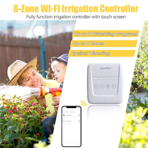 RAINPOINT 2.4GHz WiFi Sprinkler Controller Yard  Weather Based APP Watering Irrigation System Programmer Plan Timer EU Plug 2