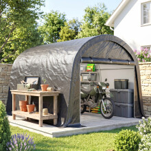 Outsunny 3 x 3(m) Garden Storage Tent, Heavy Duty Outdoor Shed, Grey