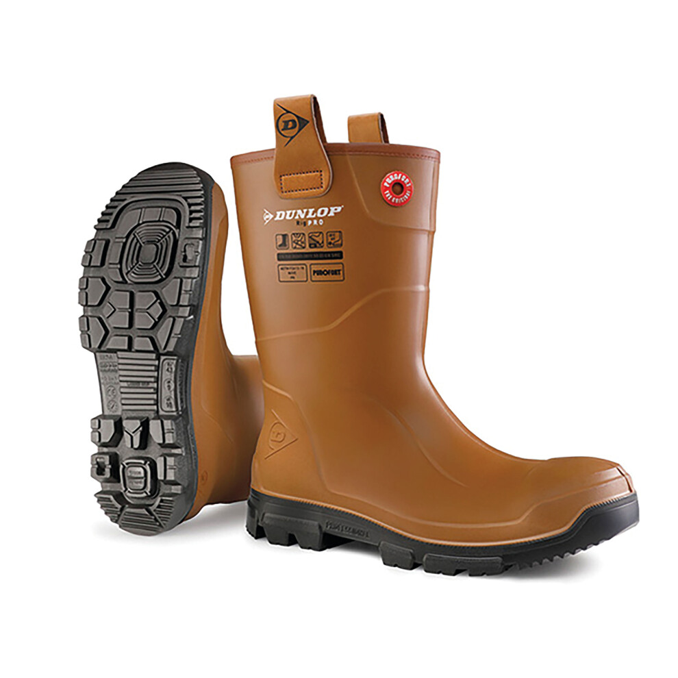 Dunlop Purofort Rigpro Full Safety Waterproof Rigger Boots 1Pr Unlined Tan 13 Lj2hr4213