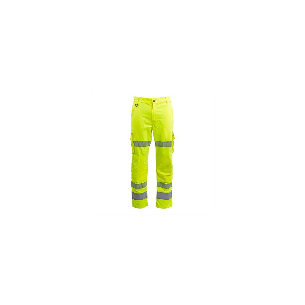 Arco Responsible Yellow Hi-Vis Cargo Trousers With Kneepad Pockets 34R 5024273121595