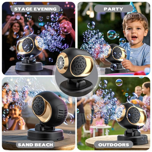 Automatic Bubble Machine Bubble Blowing Toy with Lights Electric Rotatable Bubble Blower for Outdoor Party Wedding A 2
