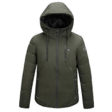 Mens Winter Heated Thick Coat Usb Charging Electric Heating Drawstring Hoodie Jacket Windproof Thermal Warm Outwear
