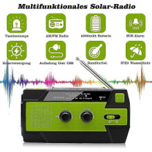 Solar Radio, Portable Crank Radio Dynamo Radio with AM/FM, Built-in 4000mAh Rechargeable Battery, 4