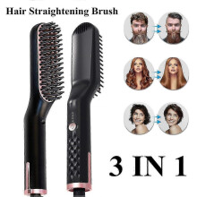 Straightener 3 in 1 Hair straightener Brush Beard straightener for men and women styling tool