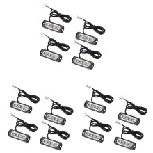 12Pcs 4 Led Amber Recovery Strobe Lights 12V 24V Orange Grill Breakdown Flashing