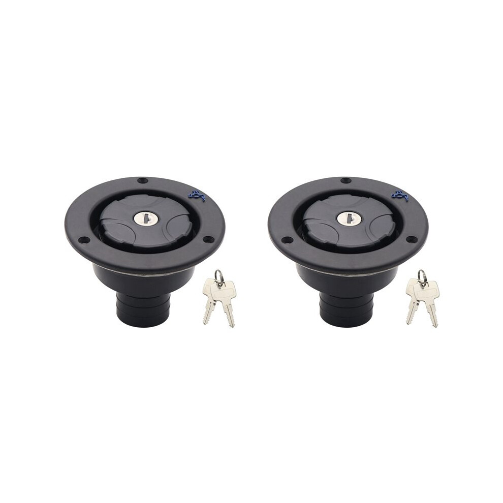 2X Lockable Filler Neck For Water Tanks Caravan Fresh Water Fill Hatch Inlet Trailer Tank Caps(Black) Black 6033687905317